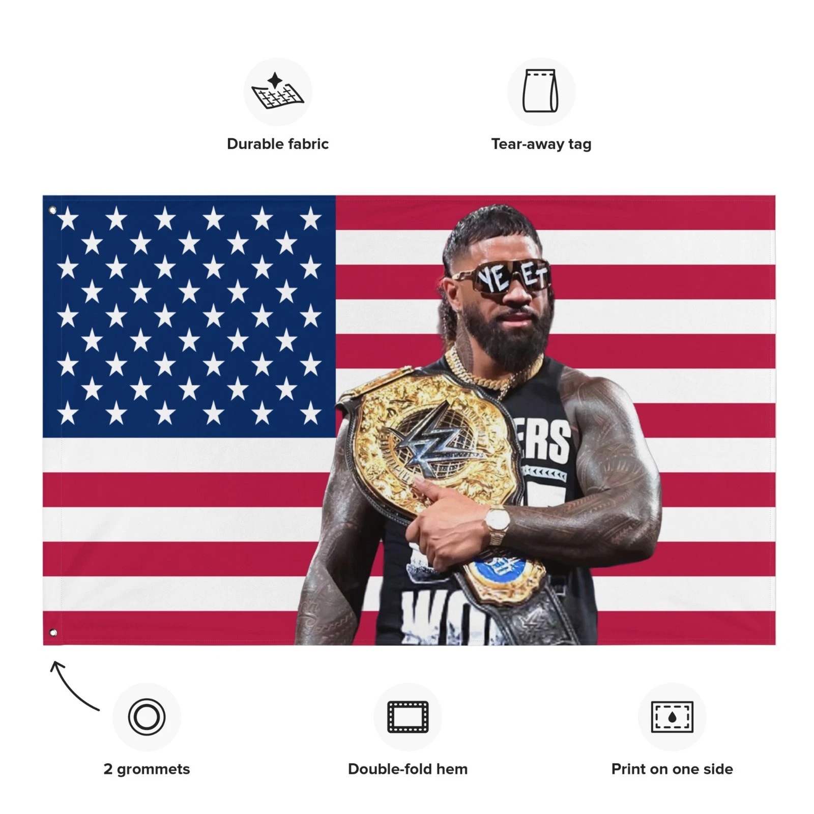 Jey Uso American Flag Tapestry – “Uso Pride” Wrestling Entertainment Flag