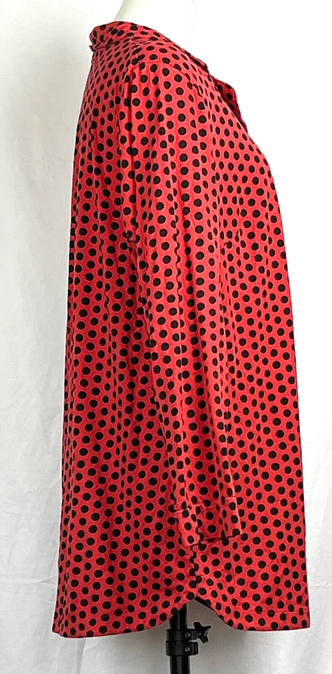 Camisón Cacique Ropa de Dormir Algodón Tejido Rojo Negro Lunares L/S 18/20 Foto 2 de 3