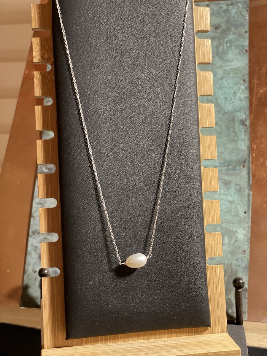 ■VINTAGE HOLLYWOOD■ 925 Silver Pearl Chain NecklaceVH25NNN Pearl Festoon Necklace Collar Handmade Jewelry 925 Sterling