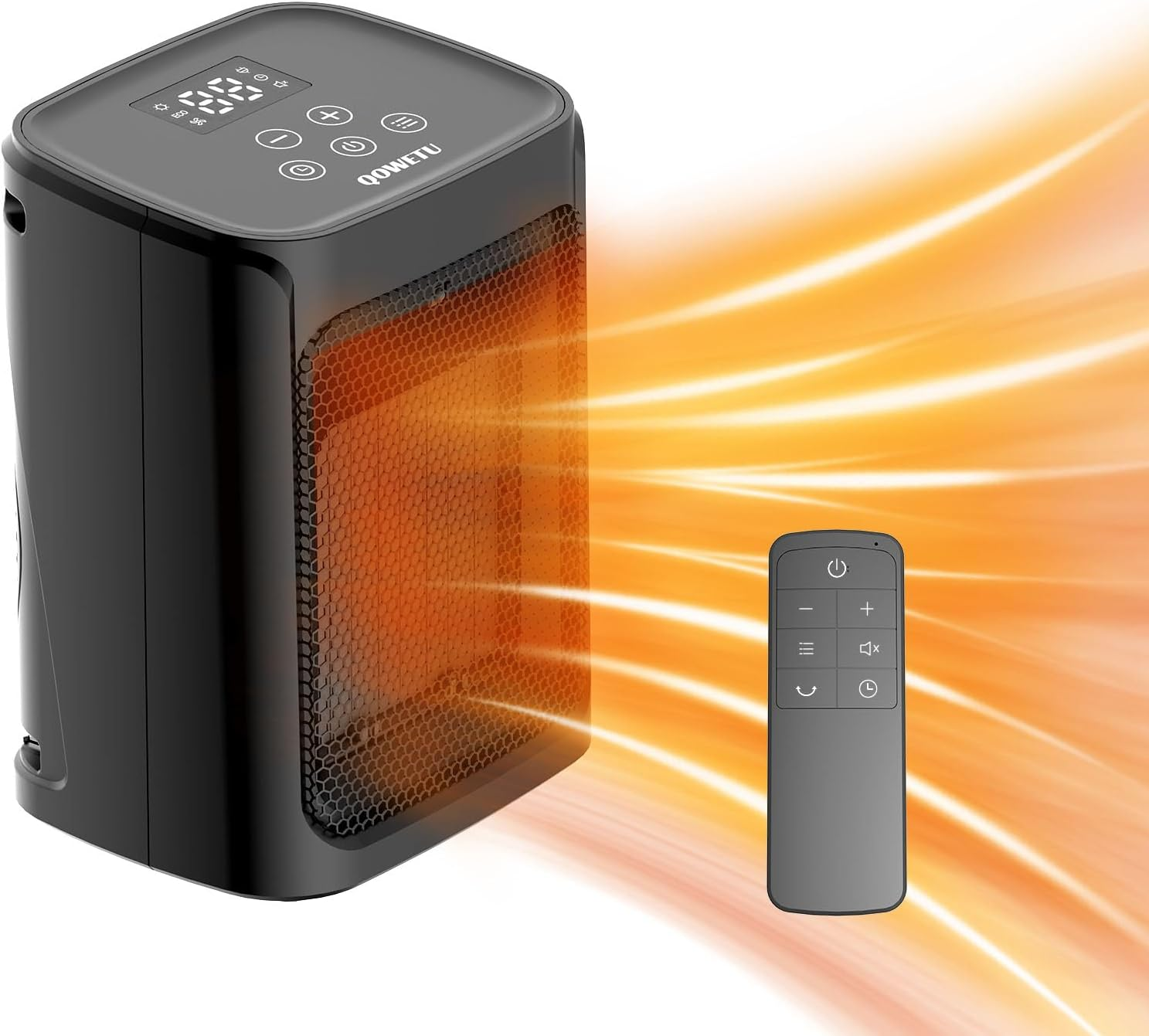 Small Ceramic Fan Heater for Indoor Use - 4/Models Setting with Fast Heat Tip-Ov