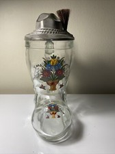 BMF West German Beer Stein Tankard Handpainted Boot Pewter Lid Oktoberfest OLD