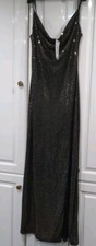 BOOHOO Gold Sequin Cowl Neck Dress Size UK 12 New