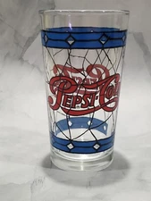 1970’s Pepsi-Cola Tiffany Style Drinking Glass/Holds 16 ounces Liquid 