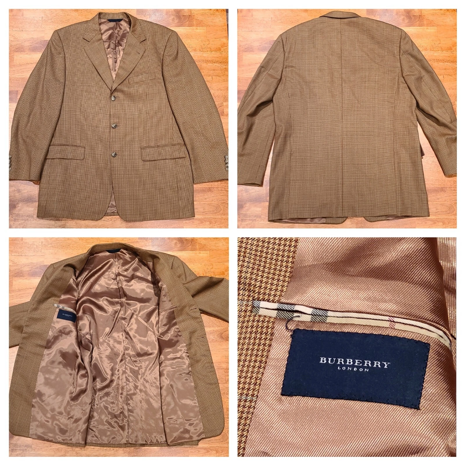 Giacca cappotto sportivo blazer lana quadri Burberry Kensington 3 bottoni uomo taglia 41 R