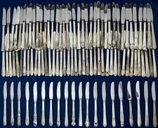 100 Silverplate HH GRILL KNIVES Craft Lot Vintage Patterns Silverware Flatware