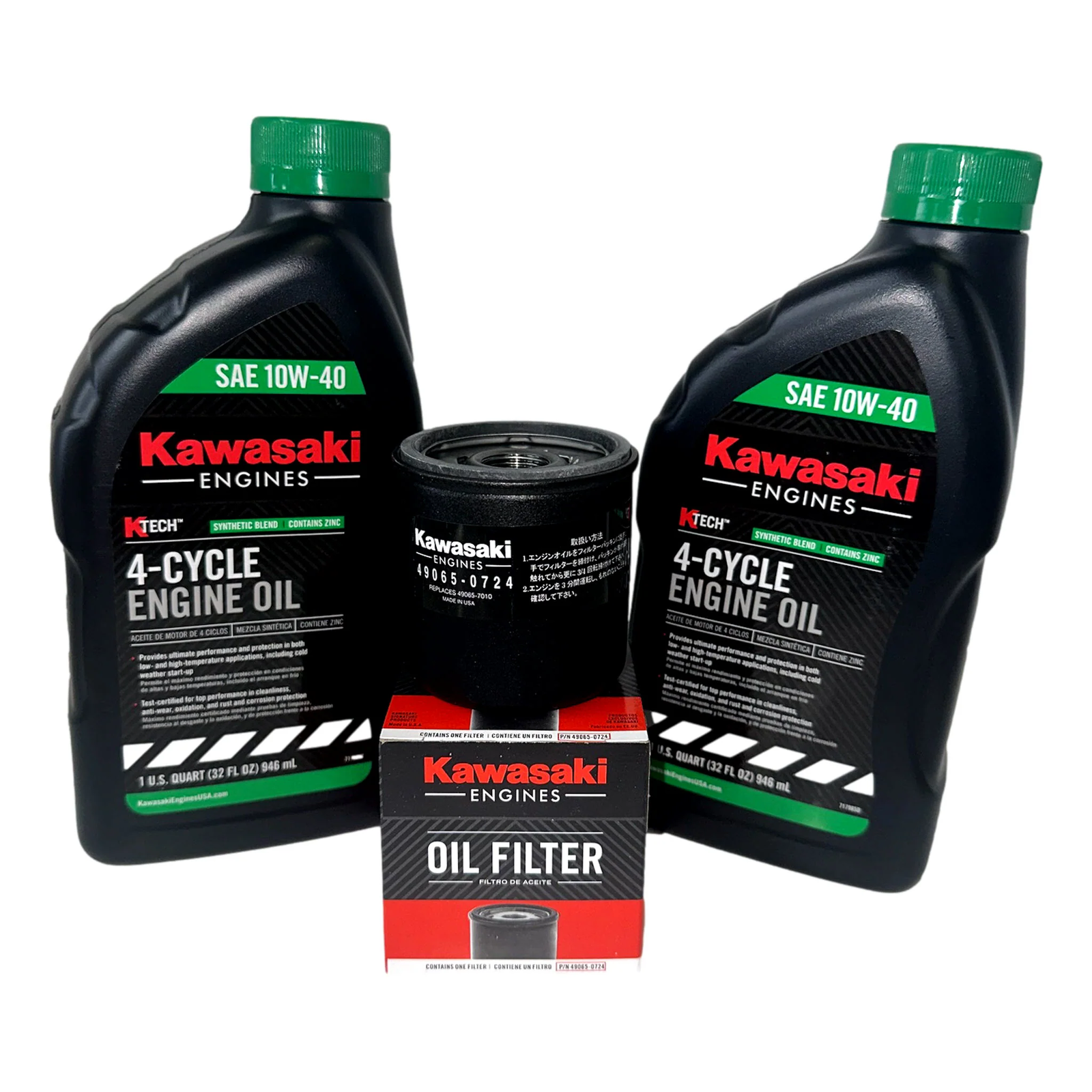 Kawasaki Oil Change Kit (1) 490650724 Oil Filter & (2) 999696296