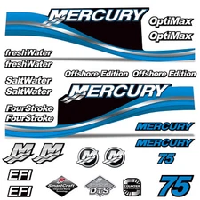 Mercury 75 Four 4 Stroke Decal Kit Outboard Engine Graphic Motor Stickers BLUE