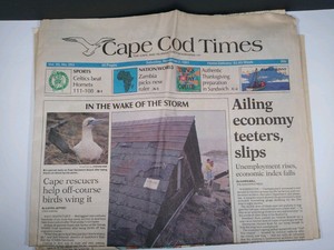 CAPE COD TIMES MA NEWSPAPER Nov. 2 1991 Ailing Economy Teeters, Slips