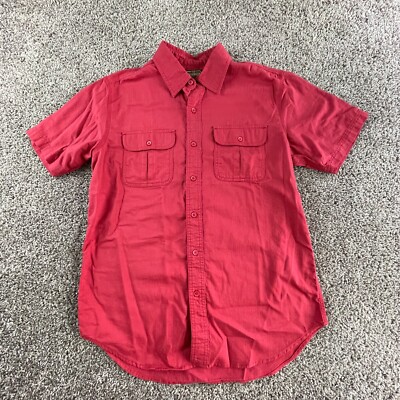 CE Schmidt Shirt Mens Medium Red Short Sleeve Button Up Workwear Mens