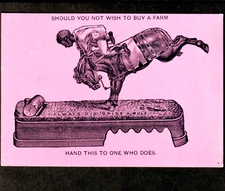UNLISTED =! RARE ! = Mechanical Bank Image Mich Railroad Farm Land Ad Trade Card