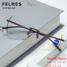 Unisex Square Rimless Anti Blue Light Reading Glasses Retro Presbyopic Readers