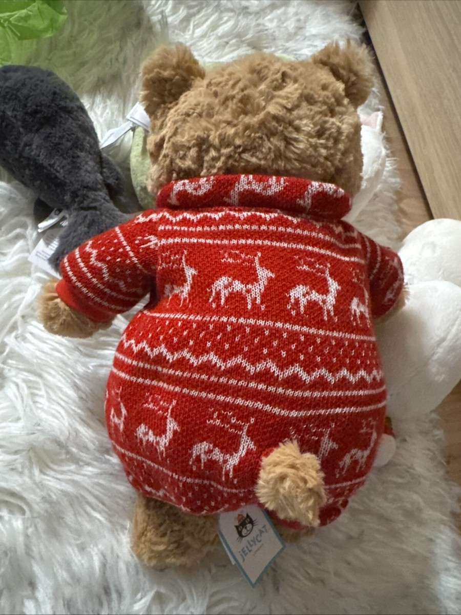 Jellycat BARTHOLOMEW BEAR WINTER PAJAMAS NWT Red Sweater
