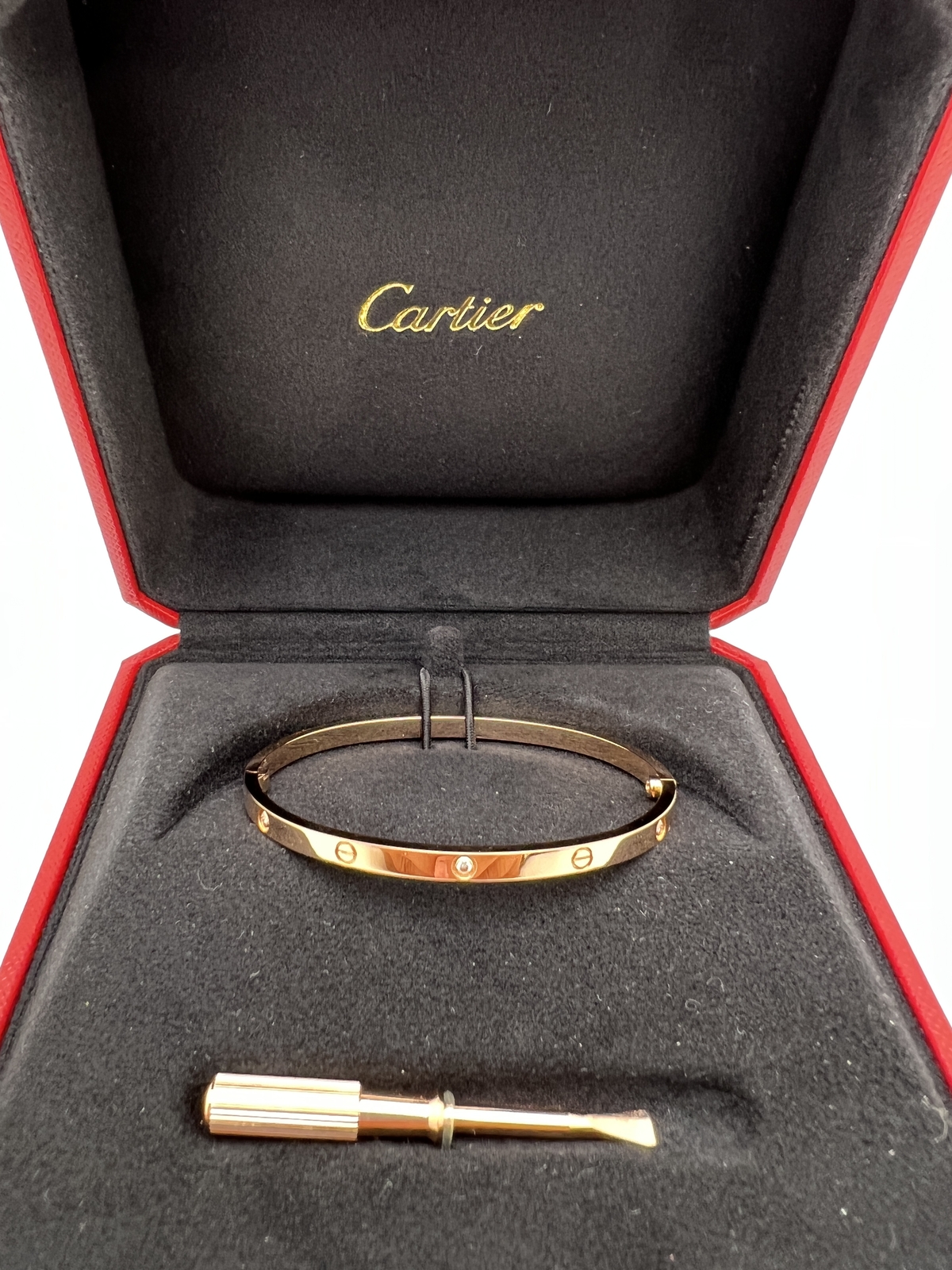 Cartier Love Bracelet Small 6 Diamonds 18k Rose Gold Size 17 Bangle B P 22 Ebay