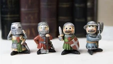Medieval Knight Crusader Templar Sword Axe Shield Armor Mini Figurine Set of 4