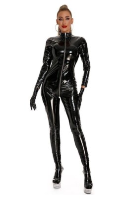GUANTES CORTOS DE VINILO NEGROS PVC LENCERIA SEXY TALLA UNICA S-M