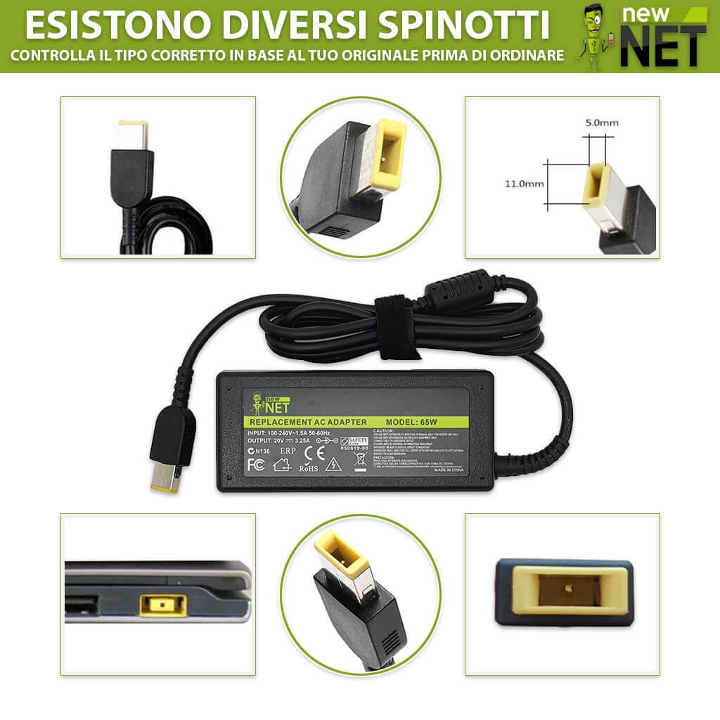 Caricatore Adattatore CA Per Laptop 20V 3.25A Per Lenovo - Foto 11