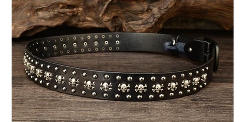Cintura punk unisex con tachuelas de cuero real con cráneo de metal pesado - Imagen 31 de 40