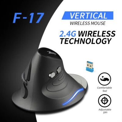 ZELOTES F-17 Mouse Verticale 2.4GHz Mouse da Gioco Wireless 6 Tasti Ergonomico R3G6