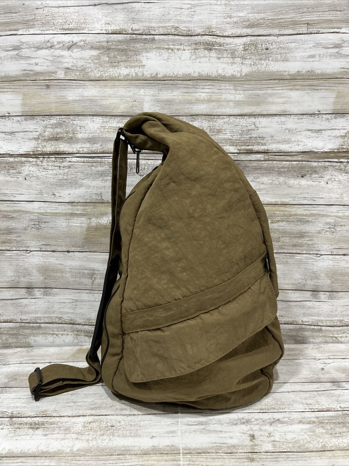 Ameribag Backpack Healthy Brown Nylon Kidney Sling Shoulder Travel Large Bag