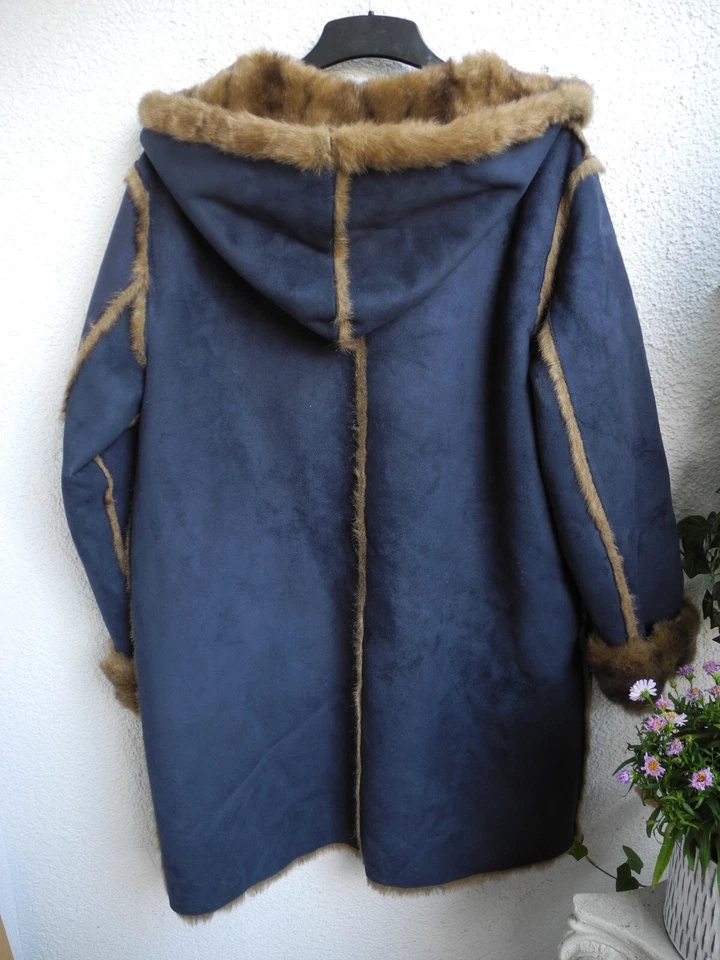 Damen Wende - Wintermantel ,dkl- blau / braun , Gr. M 42/44 - Bild 3 von 4