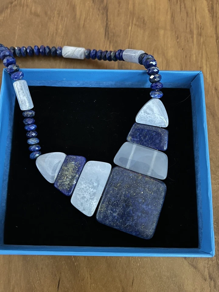 Collar Jay King Mine Finds plata esterlina lapislázuli y ágata de encaje azul