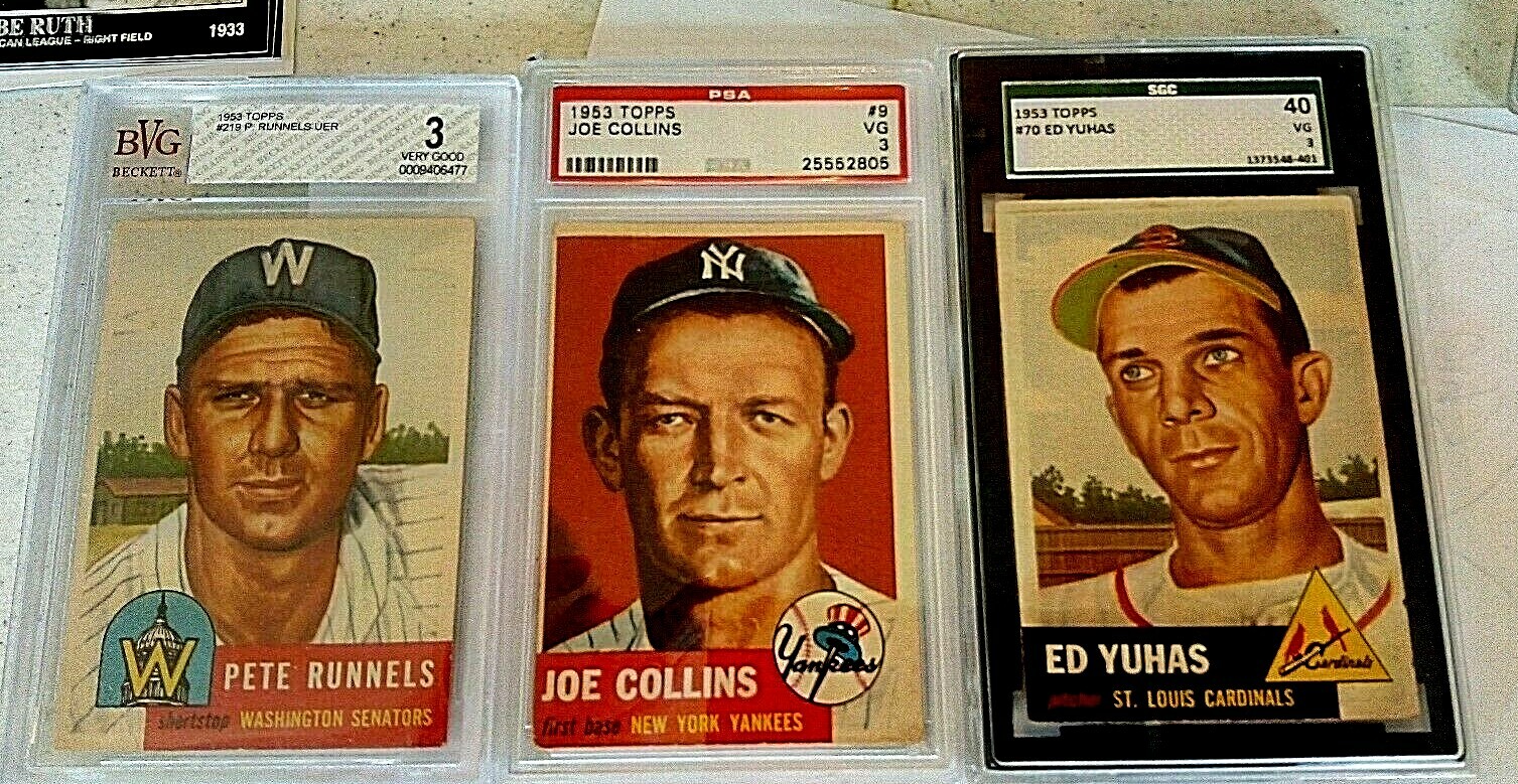 3 DIF 1953 TOPPS PSA 3 70 219 9 JOE COLLINS RUNNELS YUHAS ED PETE