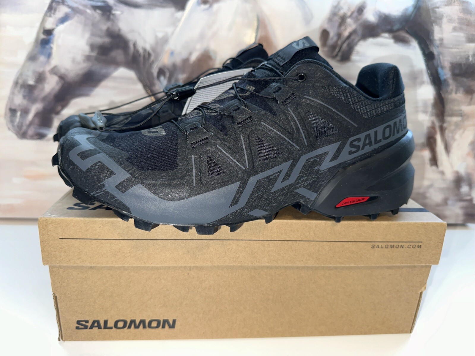 Salomon Speedcross 6 Uomo 10 Nero Nero Fantasma Atletica Escursionismo Speedlace Nuovo con scatola