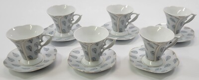 YMM Napoli Floral Demitasse Espresso Coffee Cup and Saucer Serving for 6 Set
