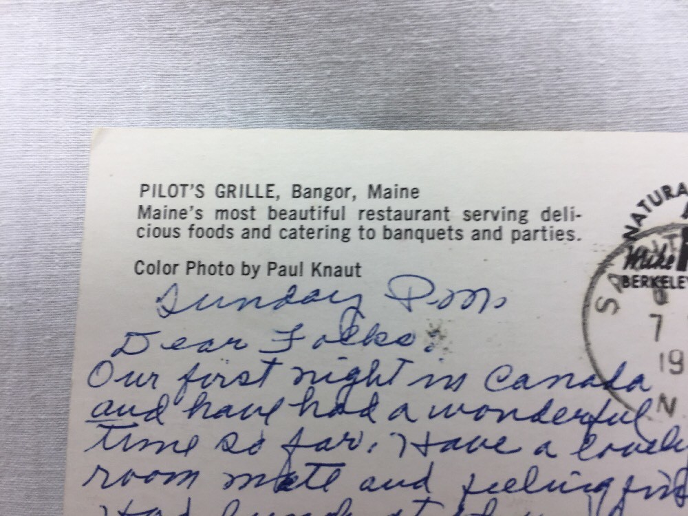 Vintage 1961 Postcard Pilot's Grille Bangor Maine Cars Photo by Paul