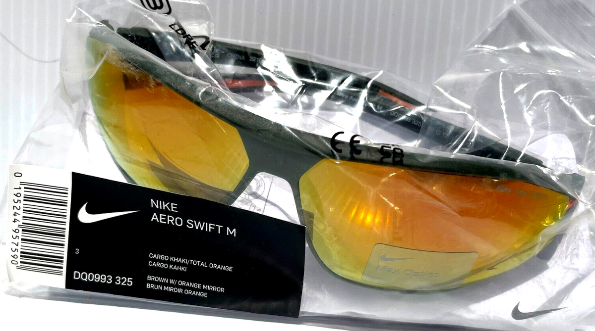 Nike AERO SWIFT Cargo Khaki MAX Optics Orange Mirror Lens Sunglass