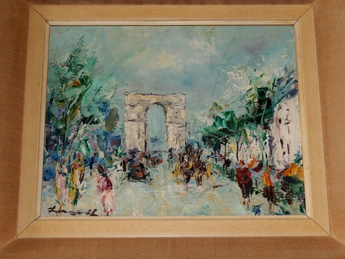 Impressionist 2 Öl-Gemälde PARIS Notre Dame + Champs Elyssee 1950er signiert - Picture 6 of 12