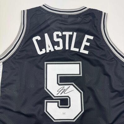Autographed/Signed Stephon Castle San Antonio Black Basketball