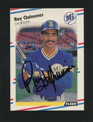 1988 Fleer #386 REY QUINONES, Mariners: Black Sharpie Autograph