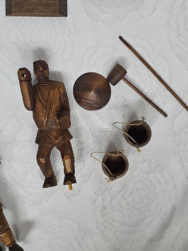 Figurine vintage in legno intagliato a mano contadino giapponese uomo e donna contadina rare - Foto 18 di 18