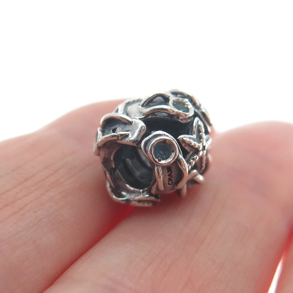 CHAMILIA 925 Sterling Silver White & Blue C Z Starfish Oxidized Bead Charm Foto 3 de 4