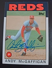 ANDY MCGAFFIGAN SIGNED 1986 TOPPS  REDS AUTOGRAPH