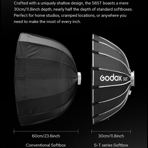 Godox S65T 65cm Quick Release Studio Flash LED Light Bowens Umbrella Softbox - Picture 6 of 9
