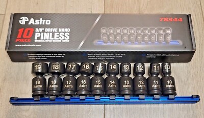 Astro Pneumatic 3/8'' dr Metric Pinless Nano Universal Impact Socket Set #78344