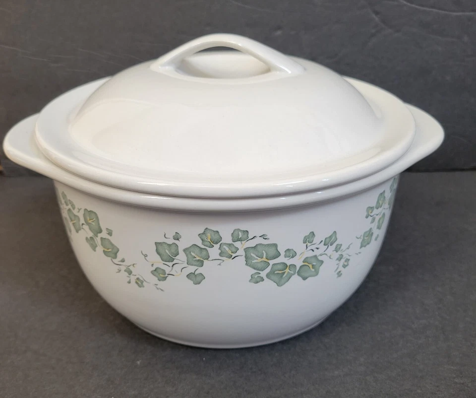 2 Cazuela (s) de hiedra Corelle CALLAWAY 1-1/2 Y 2-1/2 cuartos hojas verdes con tapas Foto 4 de 4