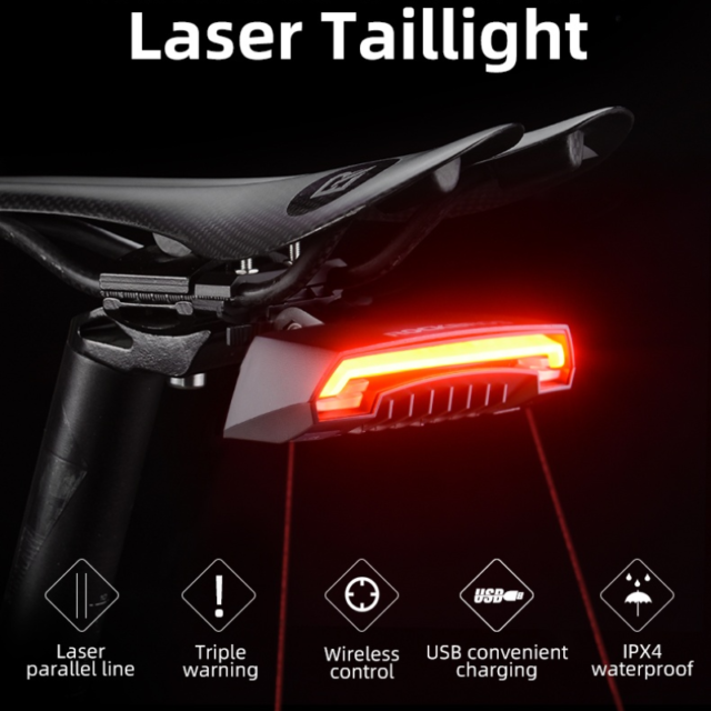 Fahrrad Rücklicht Laser Lampe Bremse Warnlicht Drahtlose Fernbedienung