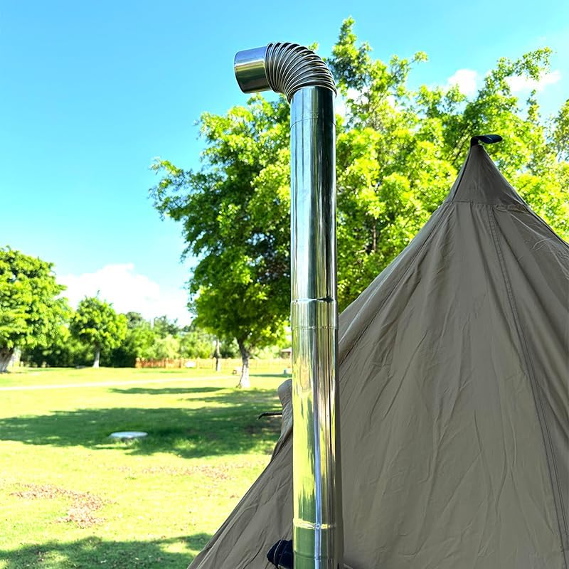4 Stove Pipe and 90 Degree Elbow Pipe 2.36 Inch Camping Wood Stove