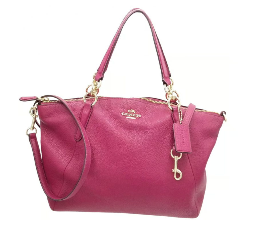 Coach Kelsey Fuschia Pink Leather Tote/Crossbody Bag With Zipper