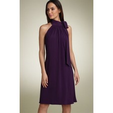 Eliza J Tie Neck Halter Jersey Dress Plum Purple Size 4