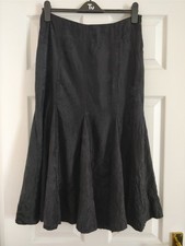 M&S Autograph Ladies Skirt Crinkled Black Godet Boho Unlined 73% Viscose Size 12