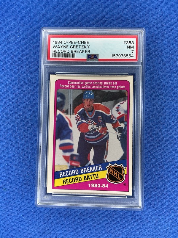WAYNE GRETZKY 1984-85 O-PEE-CHEE # 388 RECORD BREAKER PSA 7