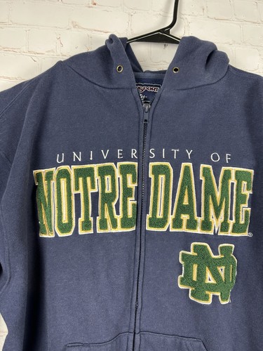 Vtg Jansport Mens Notre Dame Fighting Irish Full Zip Sweatshirt Hoodie Size Med - Picture 2 of 4