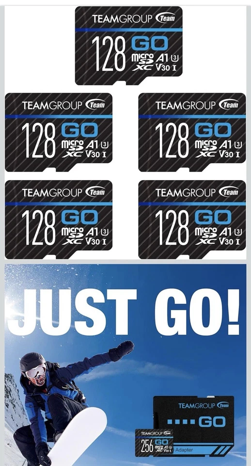 TEAMGROUP GO Card 128GB x 5 PACK Micro SDXC UHS-I U3 V30 4K, New - Image 2 of 4