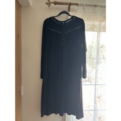 Aria Black Long Sleeve Nightgown Women s Large Button Front Sleep Dress