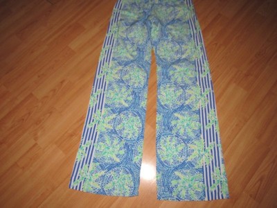LILLY PULITZER Women's Bal Harbour Palazzo Pants Bennet Blue Tropic #26863 Small