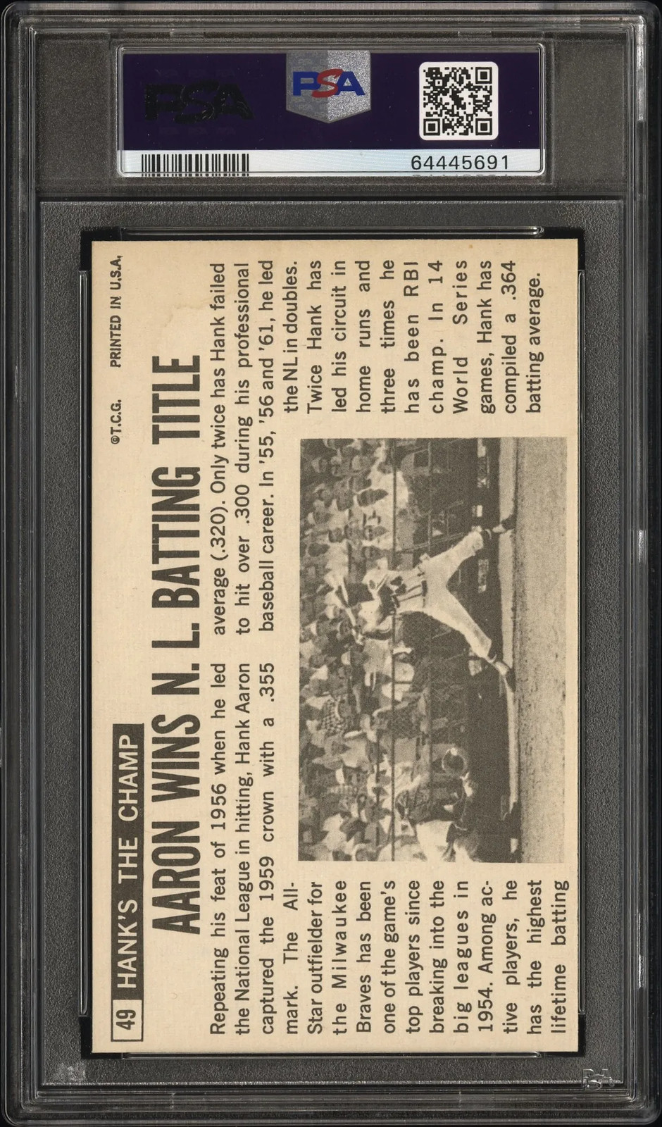 1964 Topps Giants Hank Aaron #49 PSA 5 view 2